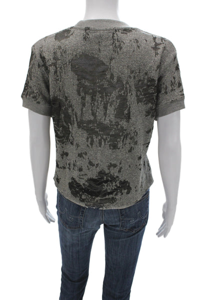 IRO Jeans Women Cropped Gray Crew Neck T-Shirt Grunge Size XS