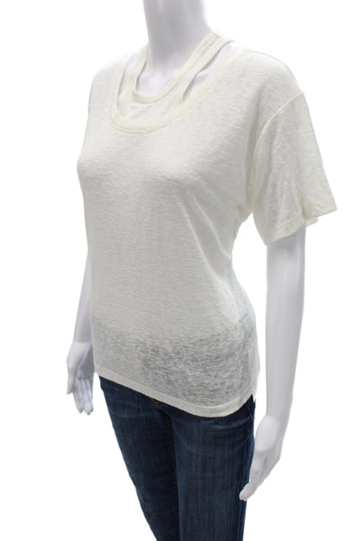 LNA Womens Basic White Organic Cotton Crew Neck Short Sleeve T-Shirt Size S