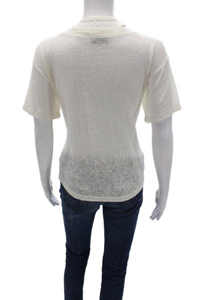 LNA Womens Basic White Organic Cotton Crew Neck Short Sleeve T-Shirt Size S