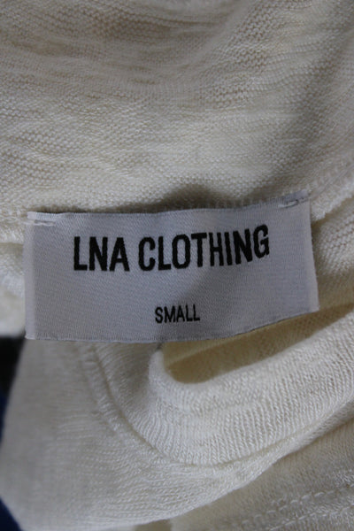 LNA Womens Basic White Organic Cotton Crew Neck Short Sleeve T-Shirt Size S