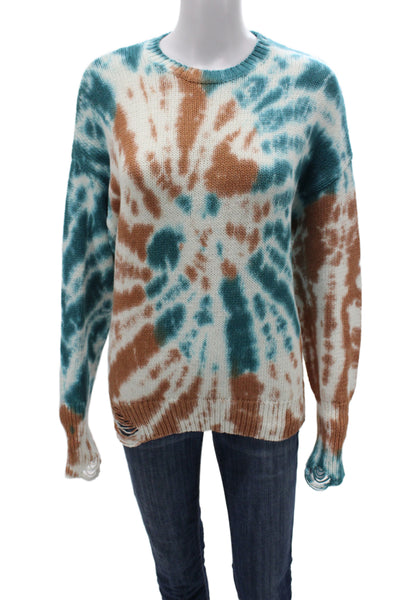 NSF Unisex Bohemian Blue Pullover Sweater Crew Neck Long Sleeve Size 0P