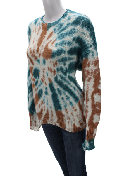 NSF Unisex Bohemian Blue Pullover Sweater Crew Neck Long Sleeve Size 0P