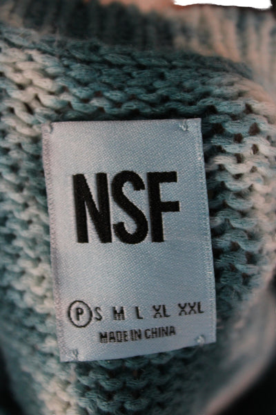 NSF Unisex Bohemian Blue Pullover Sweater Crew Neck Long Sleeve Size 0P