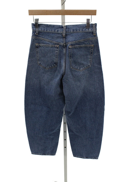 Zara Unisex Cropped Wide Leg Jeans Blue Denim High Rise Size 2