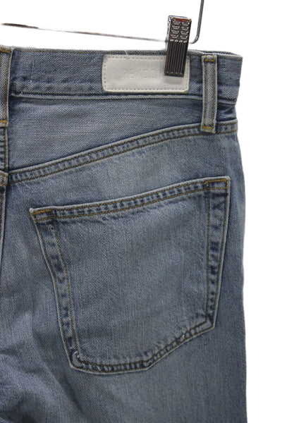 Re/Done Unisex Cropped Straight Light Blue Jeans High Rise Size 25