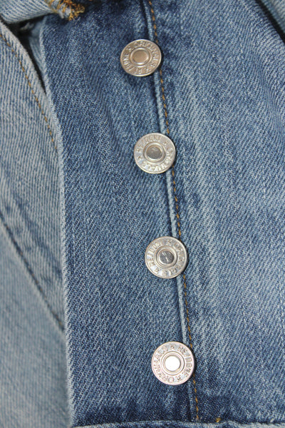 Re/Done Unisex Cropped Straight Light Blue Jeans High Rise Size 25