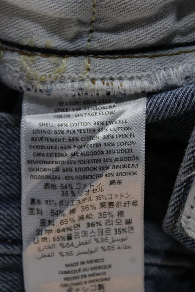 Re/Done Unisex Cropped Straight Light Blue Jeans High Rise Size 25