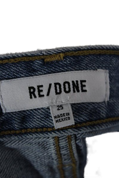 Re/Done Unisex Cropped Straight Light Blue Jeans High Rise Size 25
