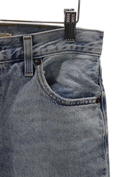 Levi Strauss & Co Unisex Straight Cropped Light Blue Cotton Jeans Size 25