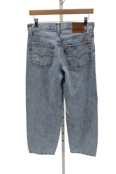 Levi Strauss & Co Unisex Straight Cropped Light Blue Cotton Jeans Size 25