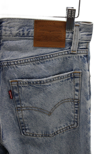 Levi Strauss & Co Unisex Straight Cropped Light Blue Cotton Jeans Size 25