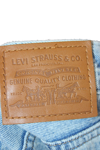 Levi Strauss & Co Unisex Straight Cropped Light Blue Cotton Jeans Size 25