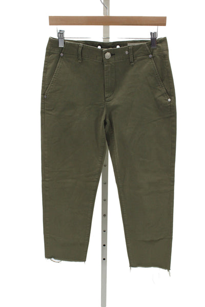 Rag & Bone Unisex Cropped Ankle Chino Pants Army Green Cotton Button Size 25