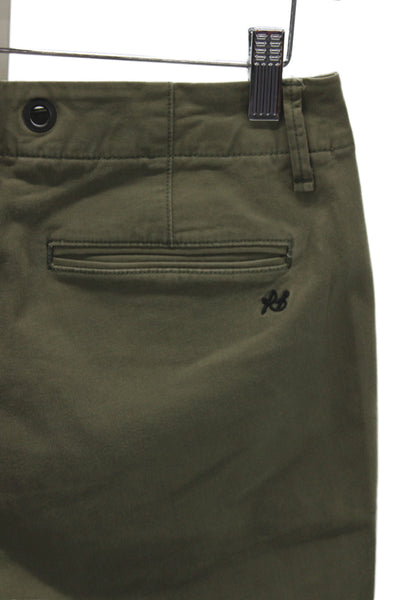 Rag & Bone Unisex Cropped Ankle Chino Pants Army Green Cotton Button Size 25