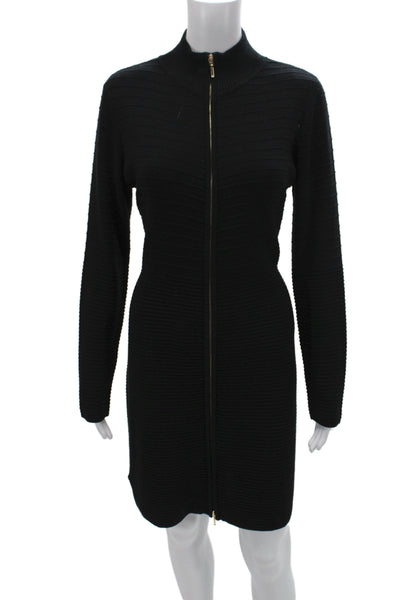 Calvin Klein Women Sweater Dress Black Long Sleeve Mock Neck Knee Length Size M