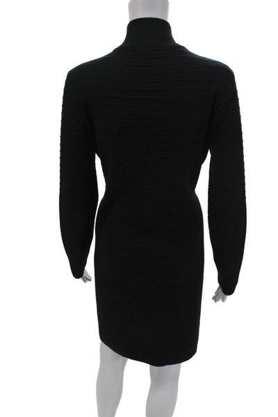 Calvin Klein Women Sweater Dress Black Long Sleeve Mock Neck Knee Length Size M