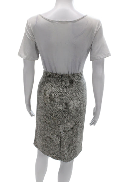 Calvin Klein Women Straight Pencil Gray Geometric Knee Length Skirt Size 10