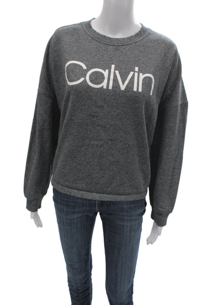 Calvin Klein Unisex Pullover Sweatshirt Dark Gray Crew Neck Long Sleeve Size XL