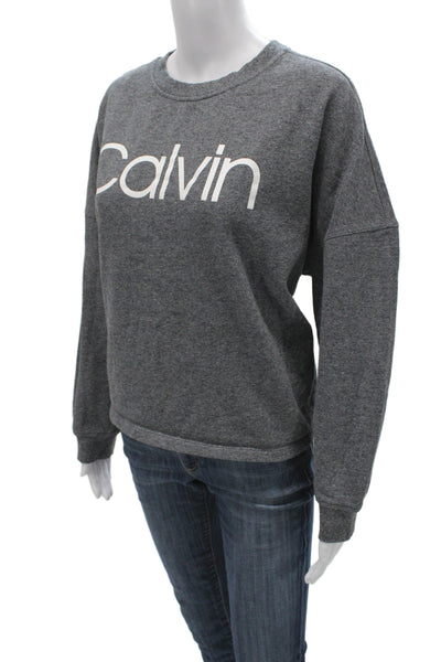 Calvin Klein Unisex Pullover Sweatshirt Dark Gray Crew Neck Long Sleeve Size XL