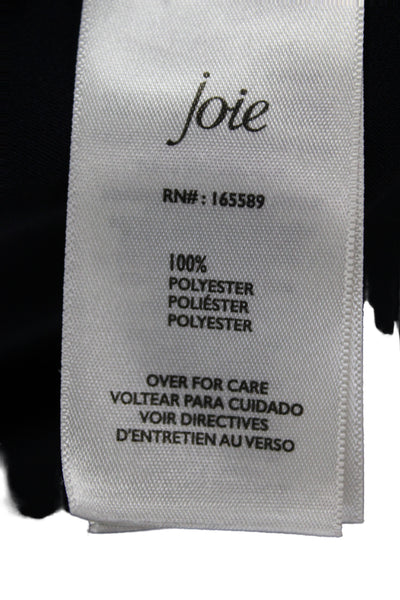 Joie Womens Classic Dark Blue Round Neck Long Sleeve Button Blouse Size XL