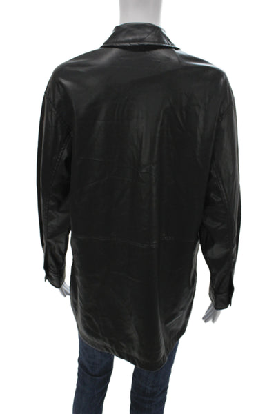 Zara Unisex Military Jacket Black 100% Polyester Collared Button Biker Size XS