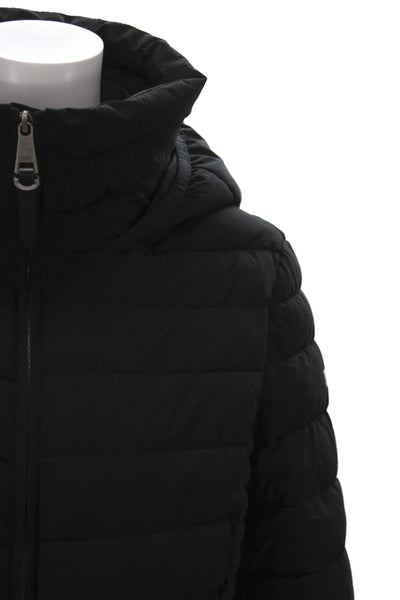 DKNY Womens Puffer Quilted Jacket Black Polyester High Neck Zip Size L