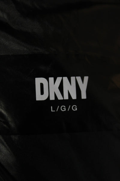 DKNY Womens Puffer Quilted Jacket Black Polyester High Neck Zip Size L