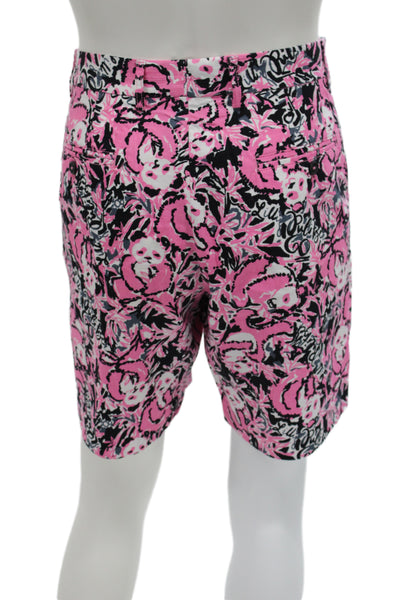 Lilly Pulitzer Unisex Black Chino Shorts Cotton Graphic Animal Print Size 34