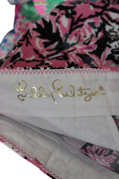 Lilly Pulitzer Unisex Black Chino Shorts Cotton Graphic Animal Print Size 34
