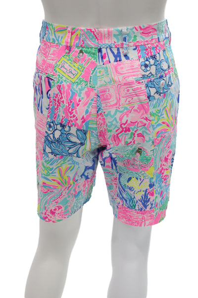 Lilly Pulitzer Unisex Floral Blue Cotton Shorts Size 34