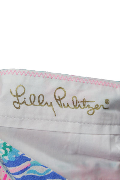 Lilly Pulitzer Unisex Floral Blue Cotton Shorts Size 34