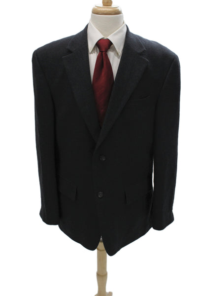 Oscar de la Renta Mens Dark Gray Wool Corduroy Suit Jacket Collared Size 44