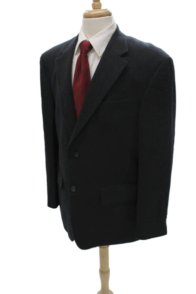 Oscar de la Renta Mens Dark Gray Wool Corduroy Suit Jacket Collared Size 44