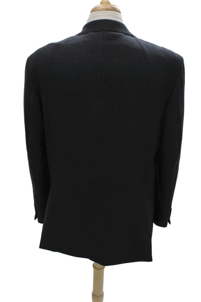 Oscar de la Renta Mens Dark Gray Wool Corduroy Suit Jacket Collared Size 44