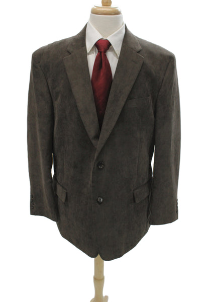 Pronto Uomo Mens Brown Solid Blazer Button Collared Long Sleeve Size 46
