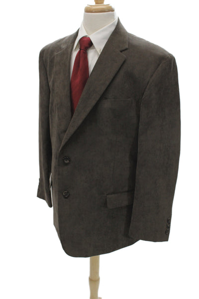 Pronto Uomo Mens Brown Solid Blazer Button Collared Long Sleeve Size 46