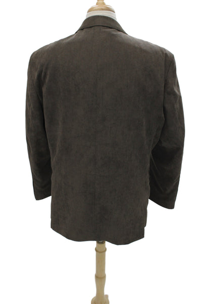 Pronto Uomo Mens Brown Solid Blazer Button Collared Long Sleeve Size 46