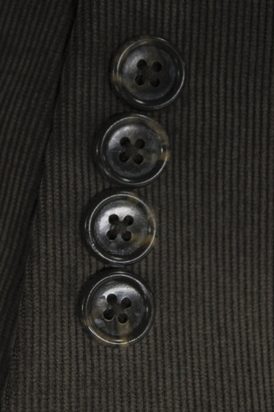Pronto Uomo Mens Brown Solid Blazer Button Collared Long Sleeve Size 46