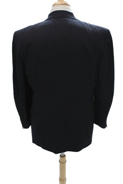 Stafford Mens 2 Piece Striped Black Wool Suit Jacket Classic Size 42