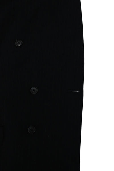 Stafford Mens 2 Piece Striped Black Wool Suit Jacket Classic Size 42