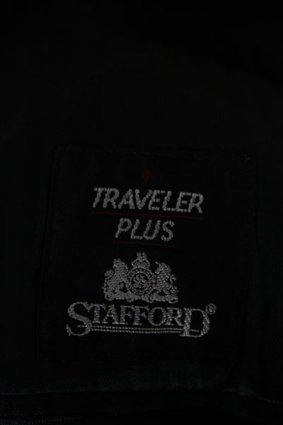 Stafford Mens 2 Piece Striped Black Wool Suit Jacket Classic Size 42
