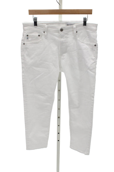 AG Adriano Goldschmied Mens Skinny Jeans White Cotton Suede Button Fly Size 32