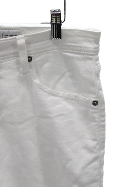 AG Adriano Goldschmied Mens Skinny Jeans White Cotton Suede Button Fly Size 32