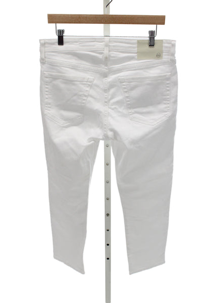 AG Adriano Goldschmied Mens Skinny Jeans White Cotton Suede Button Fly Size 32