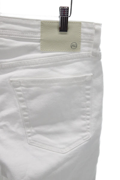 AG Adriano Goldschmied Mens Skinny Jeans White Cotton Suede Button Fly Size 32