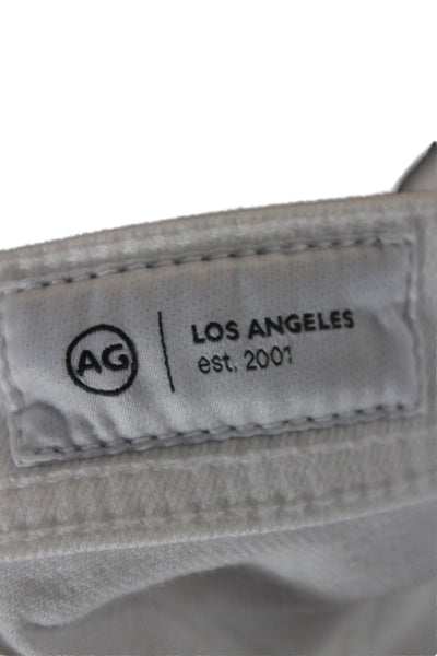 AG Adriano Goldschmied Mens Skinny Jeans White Cotton Suede Button Fly Size 32