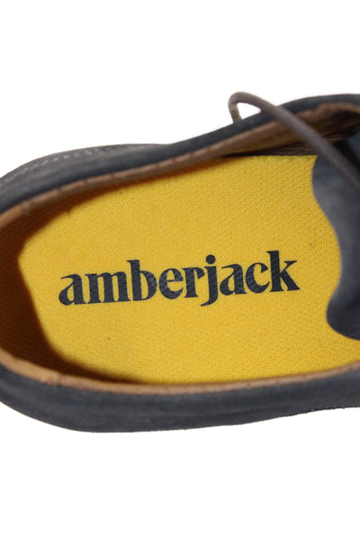 Amber Jack Mens Lace Up Perforated Trim Suede Oxfords Navy White Size 9.5M