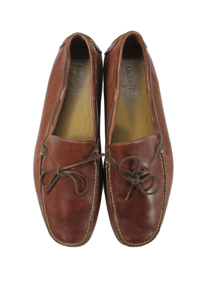 Cole Haan Mens Slip On Round Toe Leather Bow Loafers Brown Size 11M