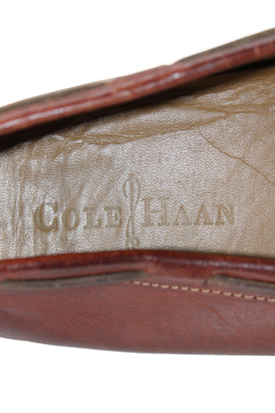 Cole Haan Mens Slip On Round Toe Leather Bow Loafers Brown Size 11M