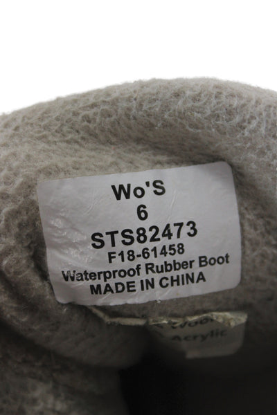 Sperry Womens Side Zip Lace Up Rubber Wool Ankle Boots White Gray Size 6